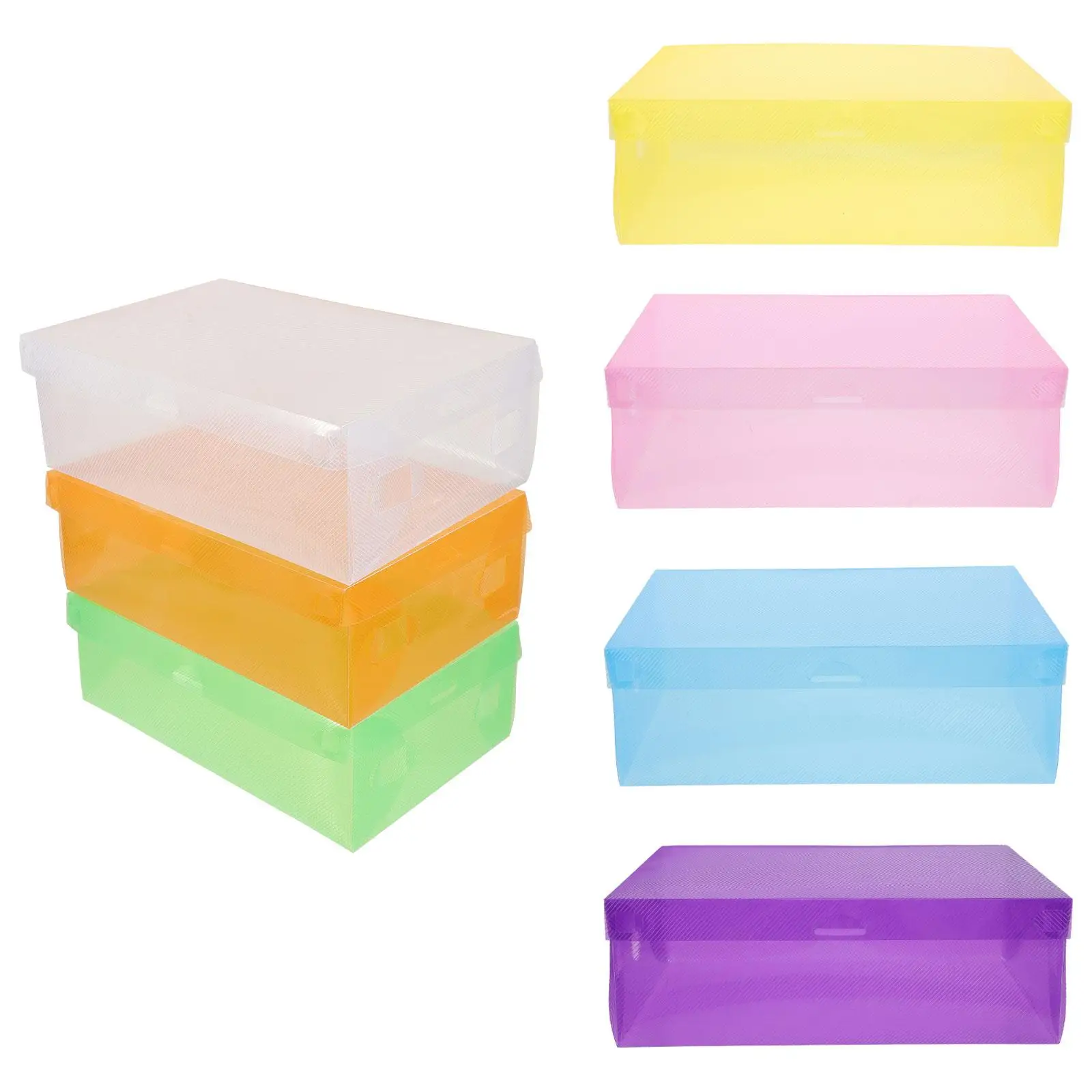 

7 Pcs Shoe Storage Boxes Stackable Transparent Colored Organizer Containers 6 Colors Plastic Strong Reliable Practical