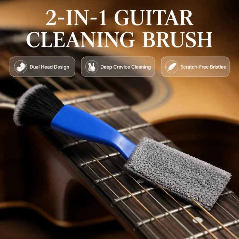 Guitar 2 in 1 Double HeadFretboard Clean Brush Musical Instrument Care Dust Brush String  Fingerboard Dust Removal Accessories