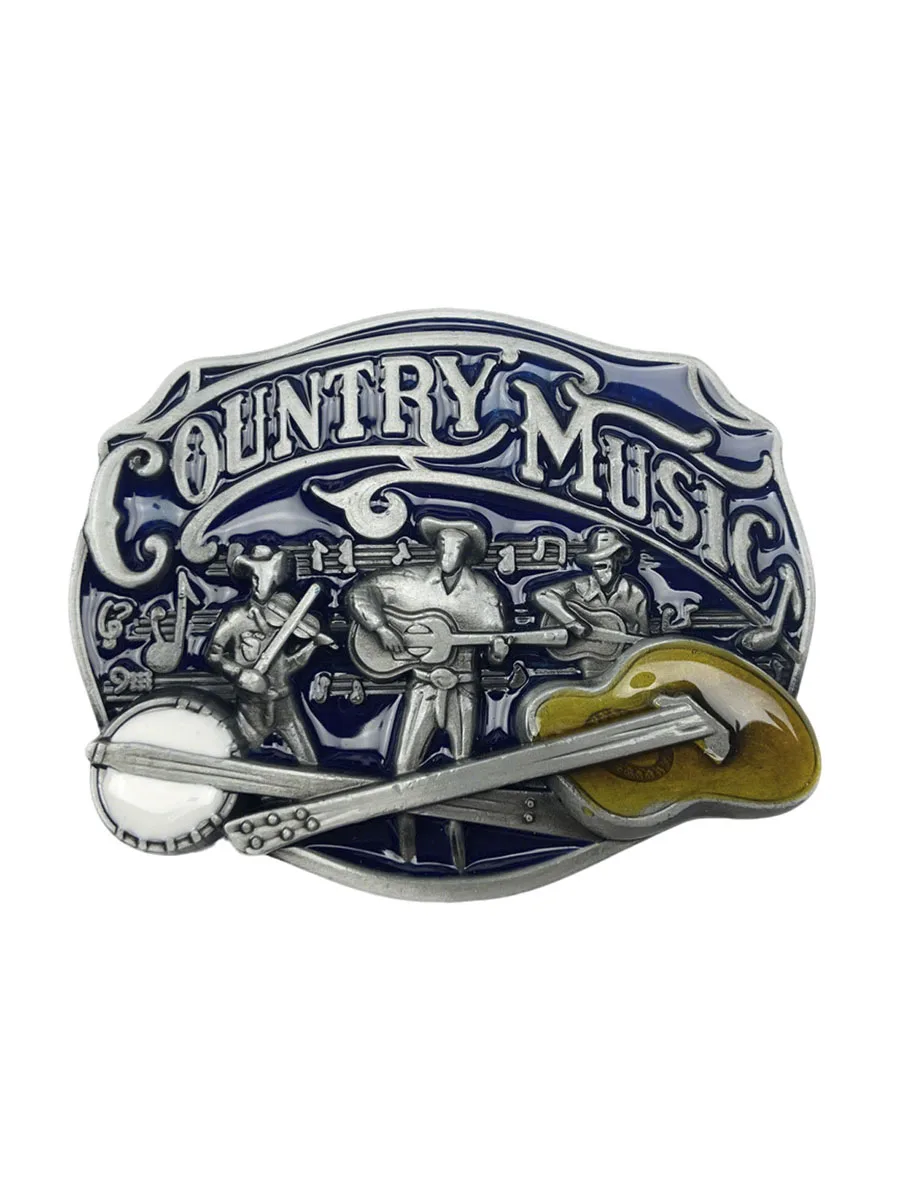 Country Music Western Cowboy Metal Belt Buckle Enamel Vintage Folk Music Guitar Belt Buckle For Men Accessories Dropshipping
