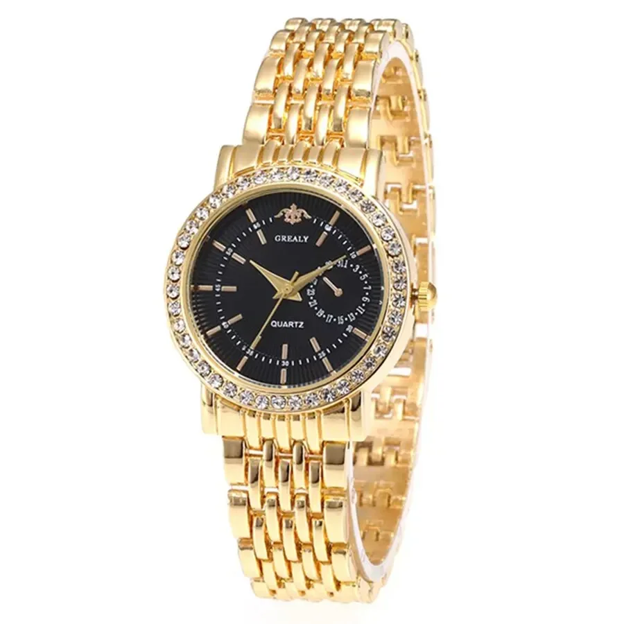 Exquisite Women Quartz Watch Business Fashion Casual Round Rhinestone Quartz Watch Gift For Friends Family