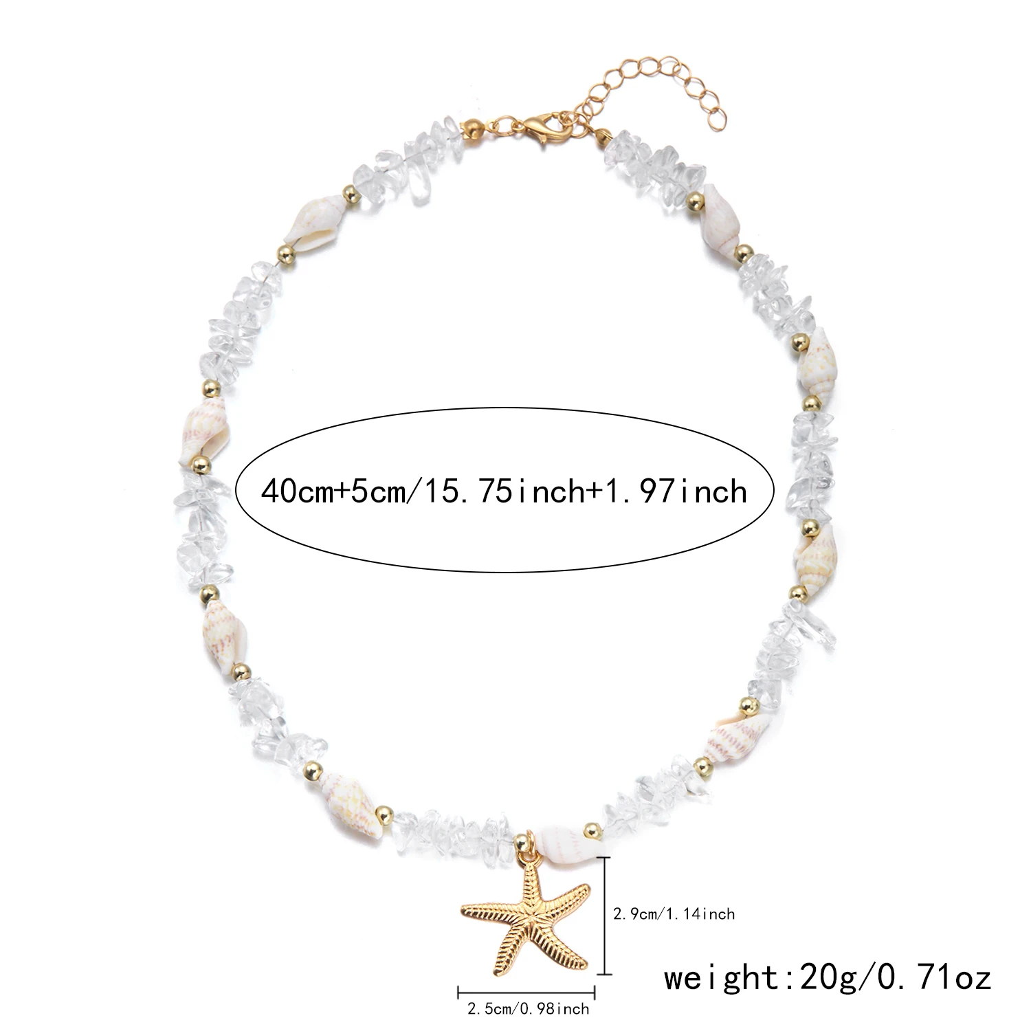 Boho Fußkettchen mit Muscheln für Frauen, Natürliche Kristallsteinperlen, Goldfarbener Seestern-Anhänger, Fußkette, Sommer-Strandschmuck, Geschenk – Detail 8