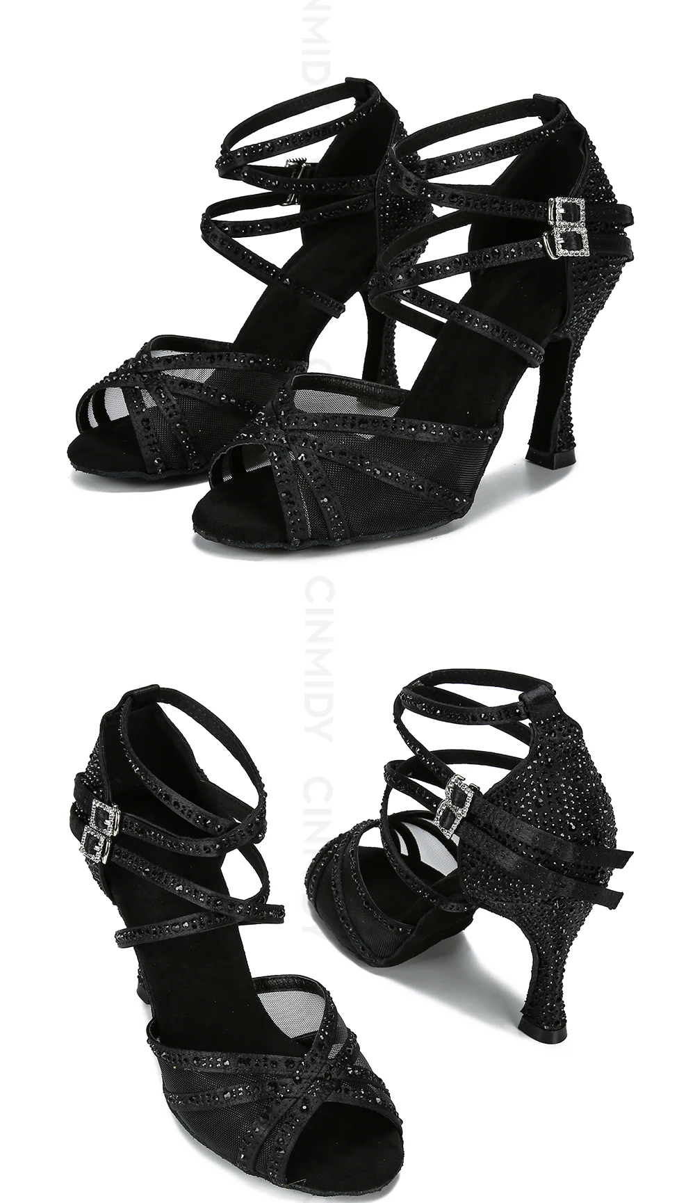 CINMIDY Tanzschuhe für Damen, Netzstoff-Latin-Tanzschuhe, Damen-Salsa-Schuhe, Satin-Hochzeitsschuhe, weiche Sohle, Damensandalen. – Detail 16