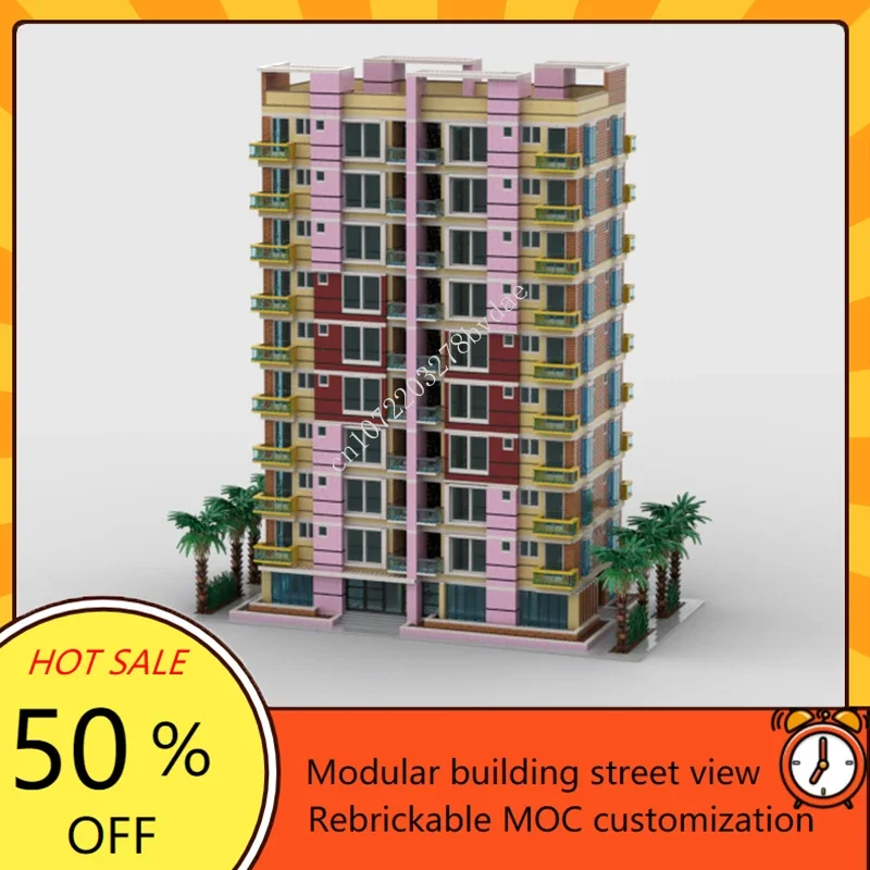 12471PCS  Neapolitan Luxury Condo MOC Creative Street View Puzzle Architecture DIY Assembly Model Birthday Toy Christmas Gift