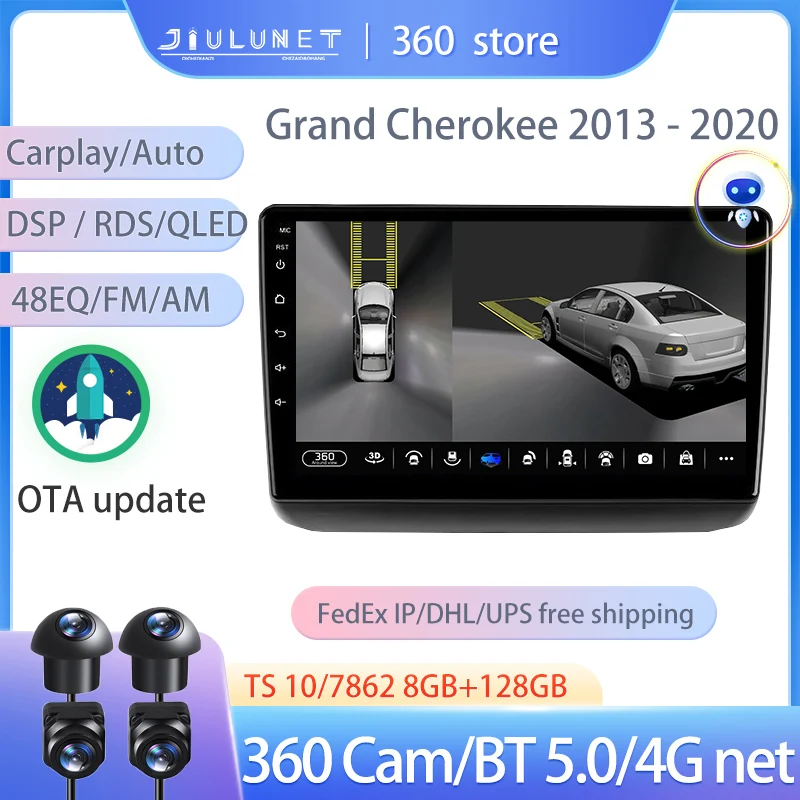 

JIULUNET Smart Stereo Android Auto 360 Cam радио для Jeep Grand Cherokee WK2 2013 - 2020 мультимедийная навигация Carplay