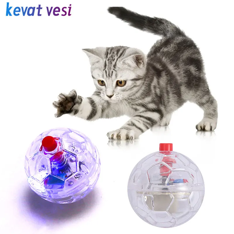 

Glowing Ball Cat Toy Football Shape Bounce Ball Toys for Dogs Cats Interactive Training Kitten Toys with LED Light Pet Supplies