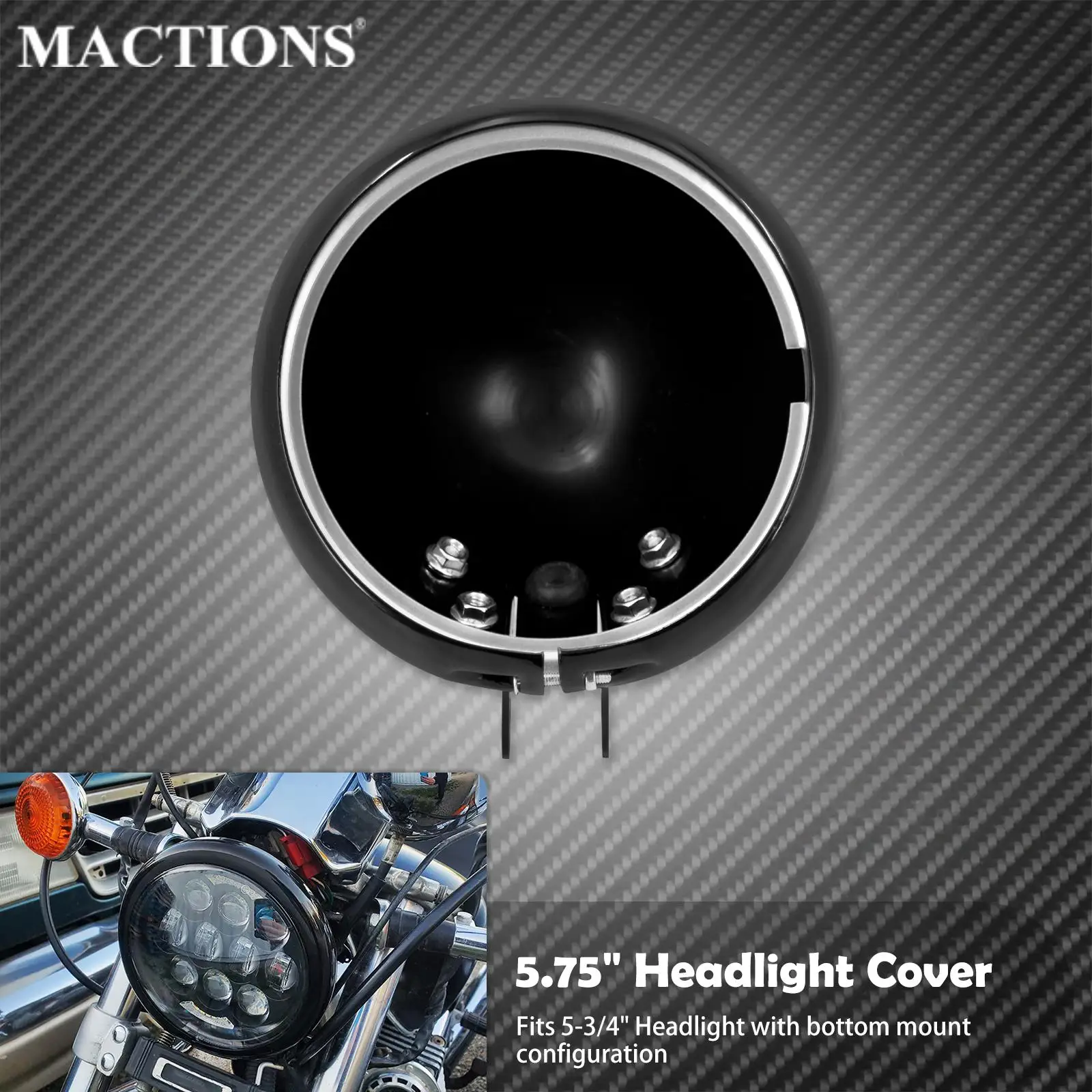 

Motorcycle 5 3/4" Black Round 5.75" Headlight Cover Housing Holder Bucket For Harley Sportster XL 1200 883 Softail FXWG Chopper