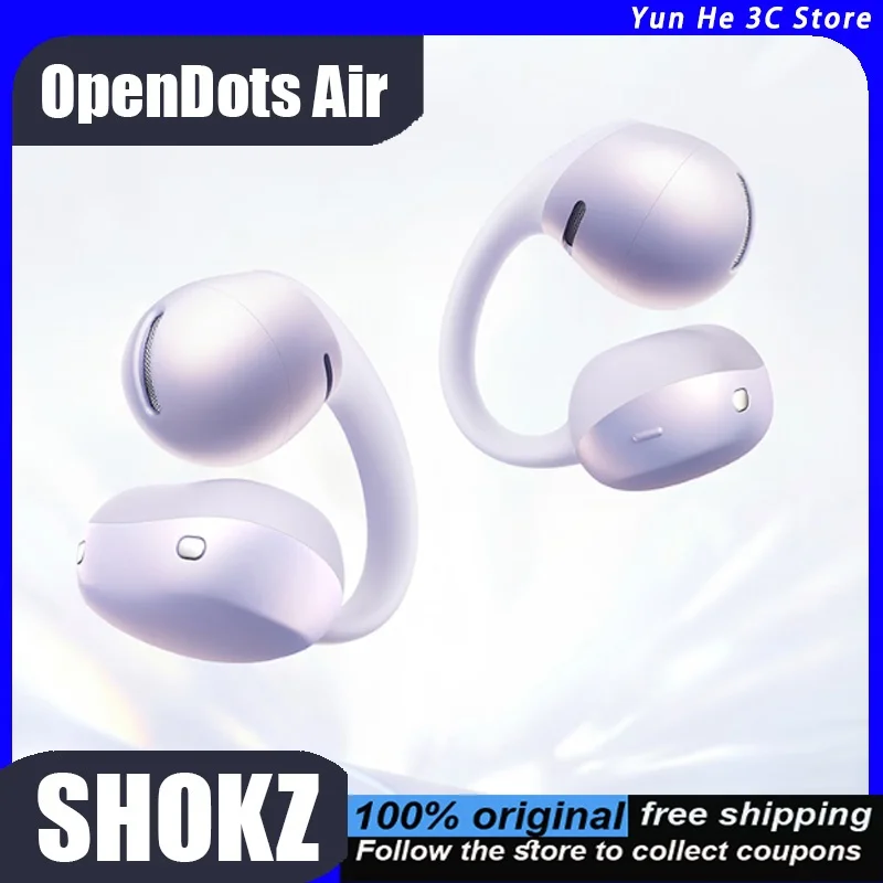 SHOKZ OpenDots Air Bluetooth Headphones Clip-on Open-Ear Running Sports AI Call Noise Cancellation Lightweight Comfortabl