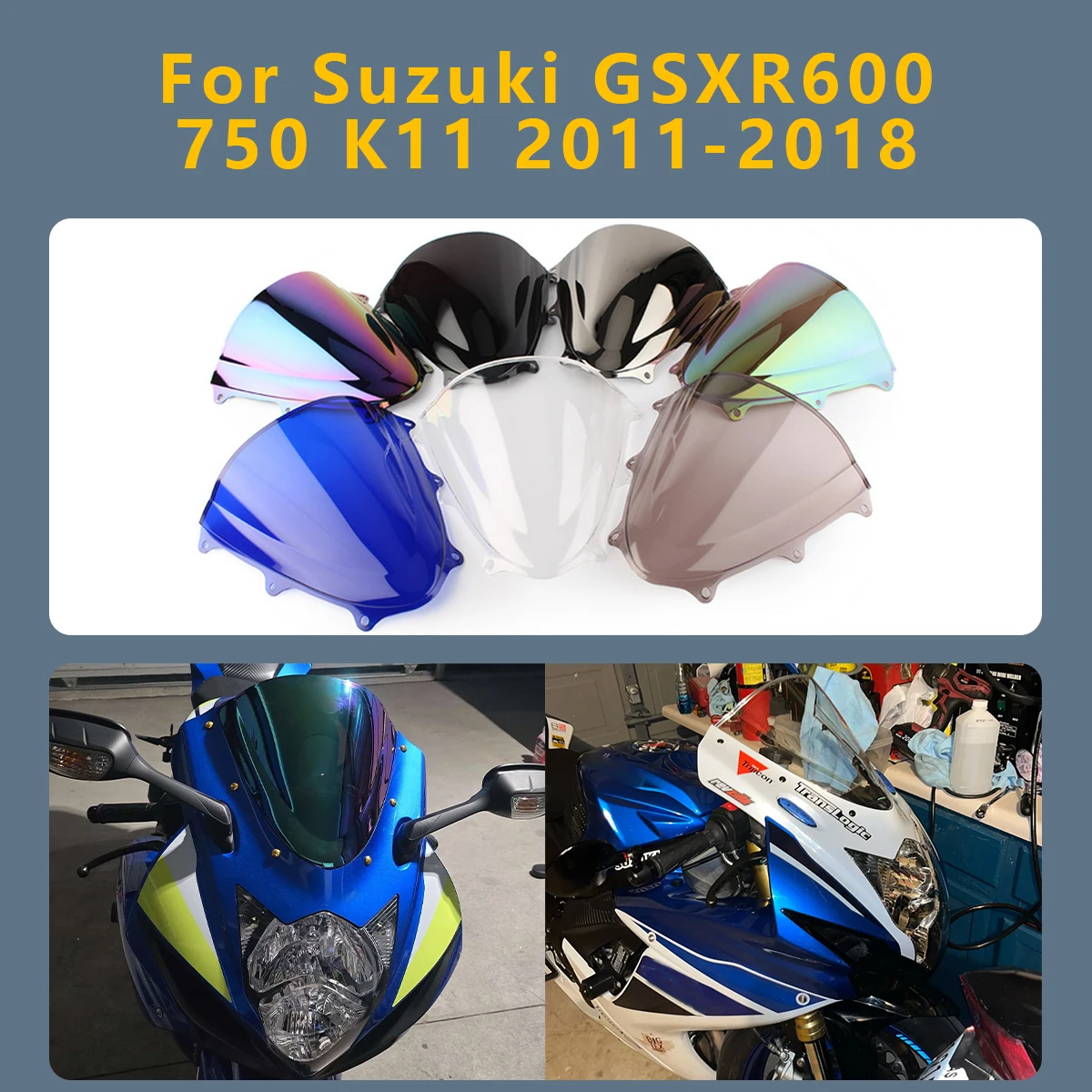 

Motorcycle Windshield Double Bubble WindScreen Deflector Protector WindScreen For Suzuki GSXR 600 750 K11 GSXR-600 2011-2018