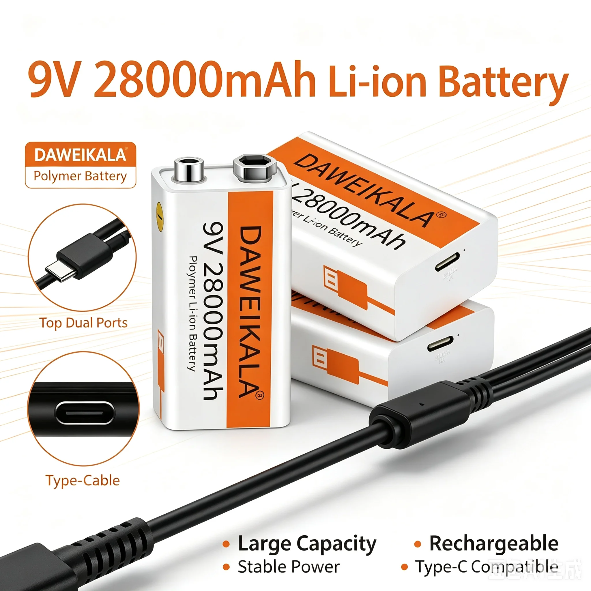 2026 9V 28000mAh Li-ion Rechargeable Battery Micro USB Batteries 9 V Lithium for Multimeter Microphone Toy Remote Control KTV Us