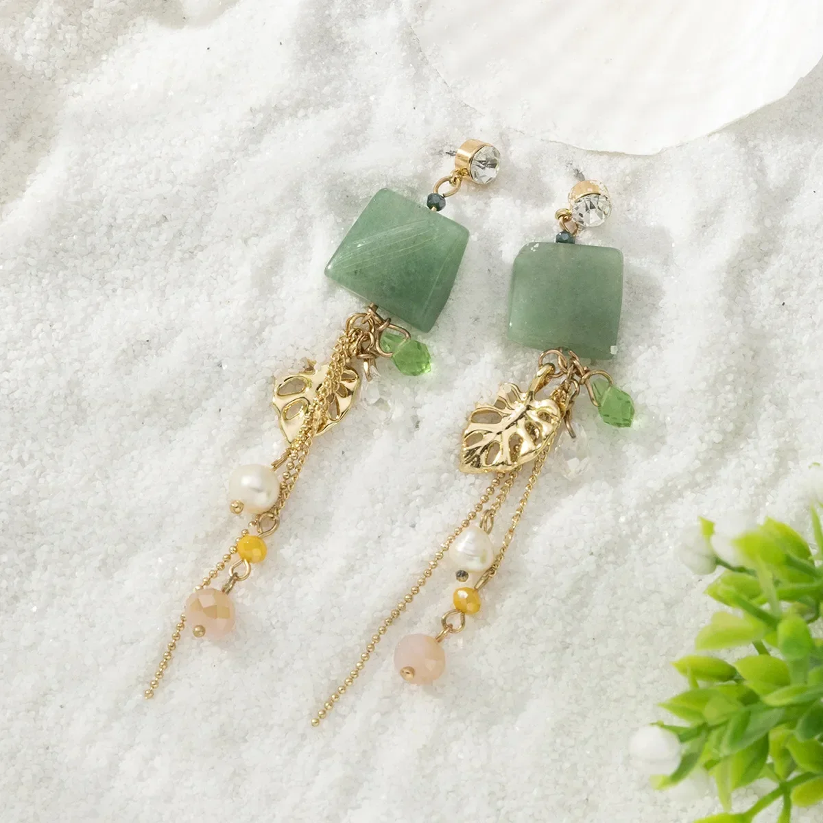 Gentle Temperament Jade Green Drop Earring for Women Popular Retro Super Fairy Tassel Earrings Lady Jewelry