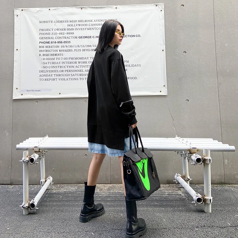 여성 캐주얼 빈티지 데님 패치워크 라운드넥 지퍼 스포츠웨어 루즈핏 스웨트셔츠 2025 가을 상의