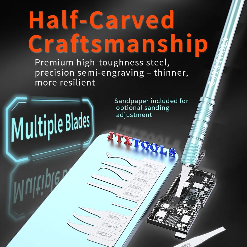 JTXTOOLS Half Blade BS-2 Repair Multifunctional Blade Set with One Crowbar and Two Types of Blade Heads Resistant to High Temper