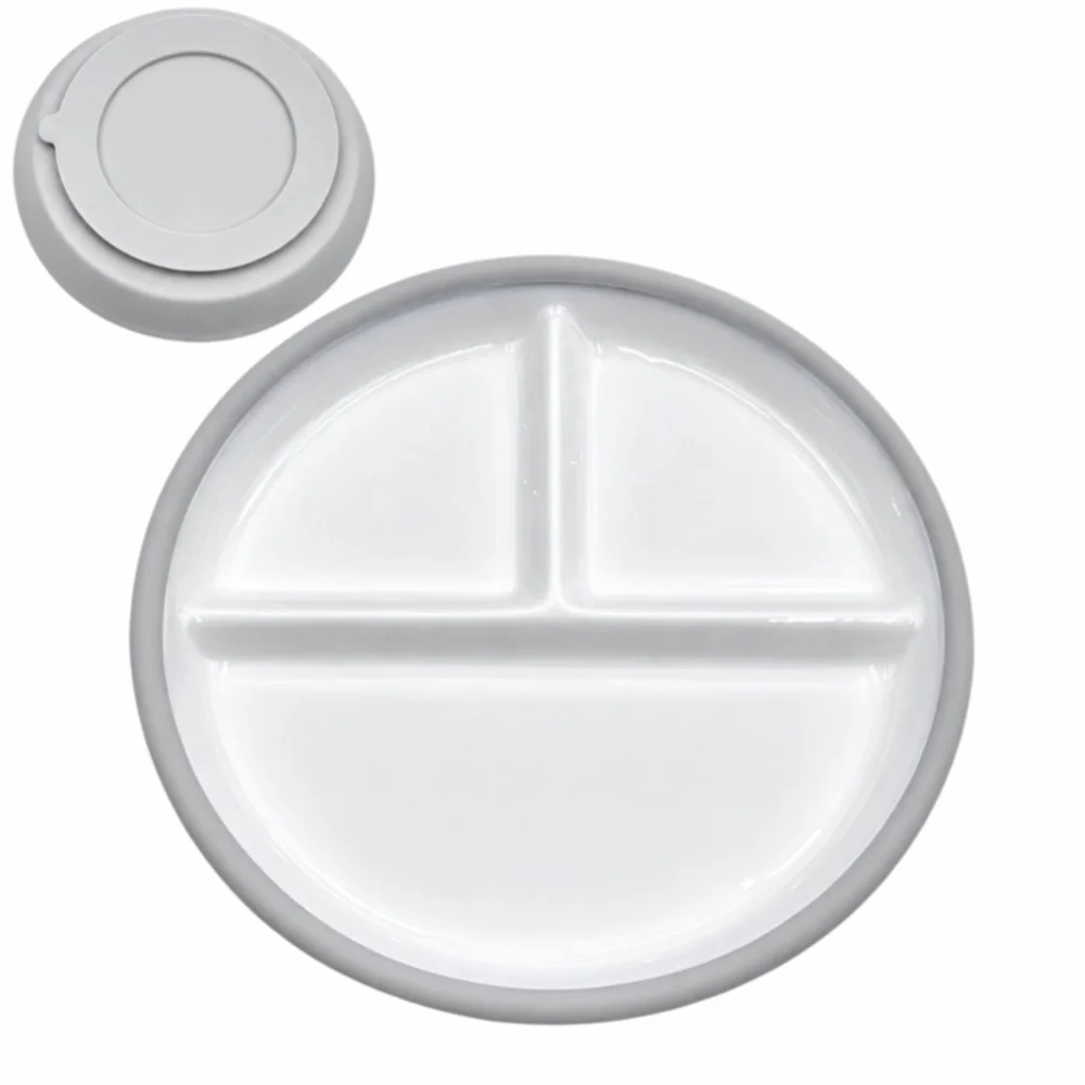 Ceramic Baby Feeding Bowl Divided Into Compartments with Silicone Suction Cup Baby Tableware Food Grade Anti Scald Baby Dish