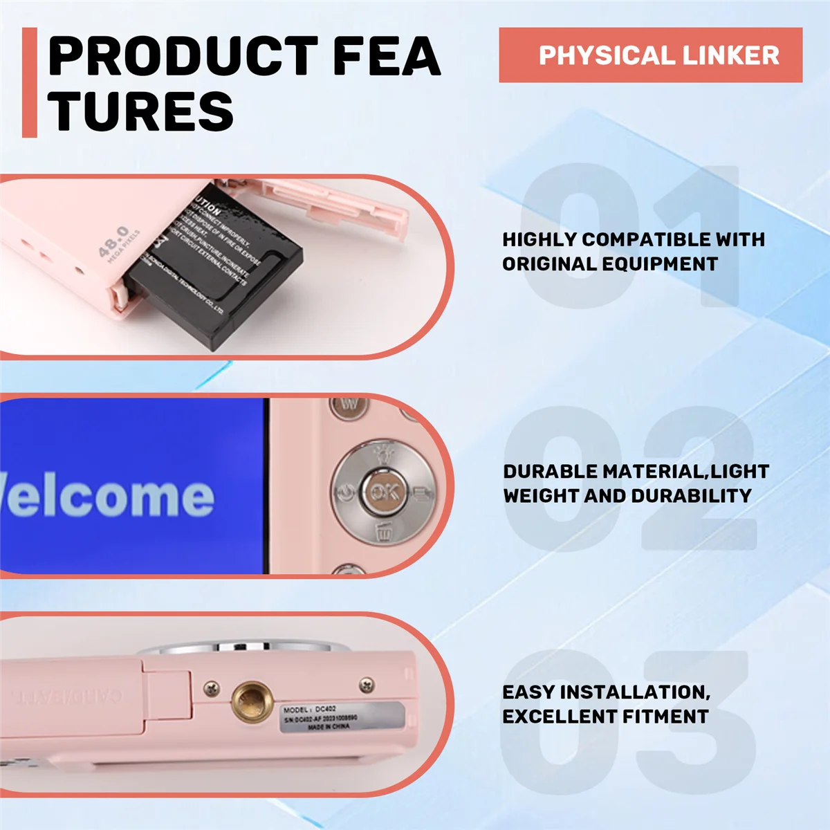 X64A_Digitalkamera mit Autofokus, 2,7K 48MP Vlogging-Kamera – Pink