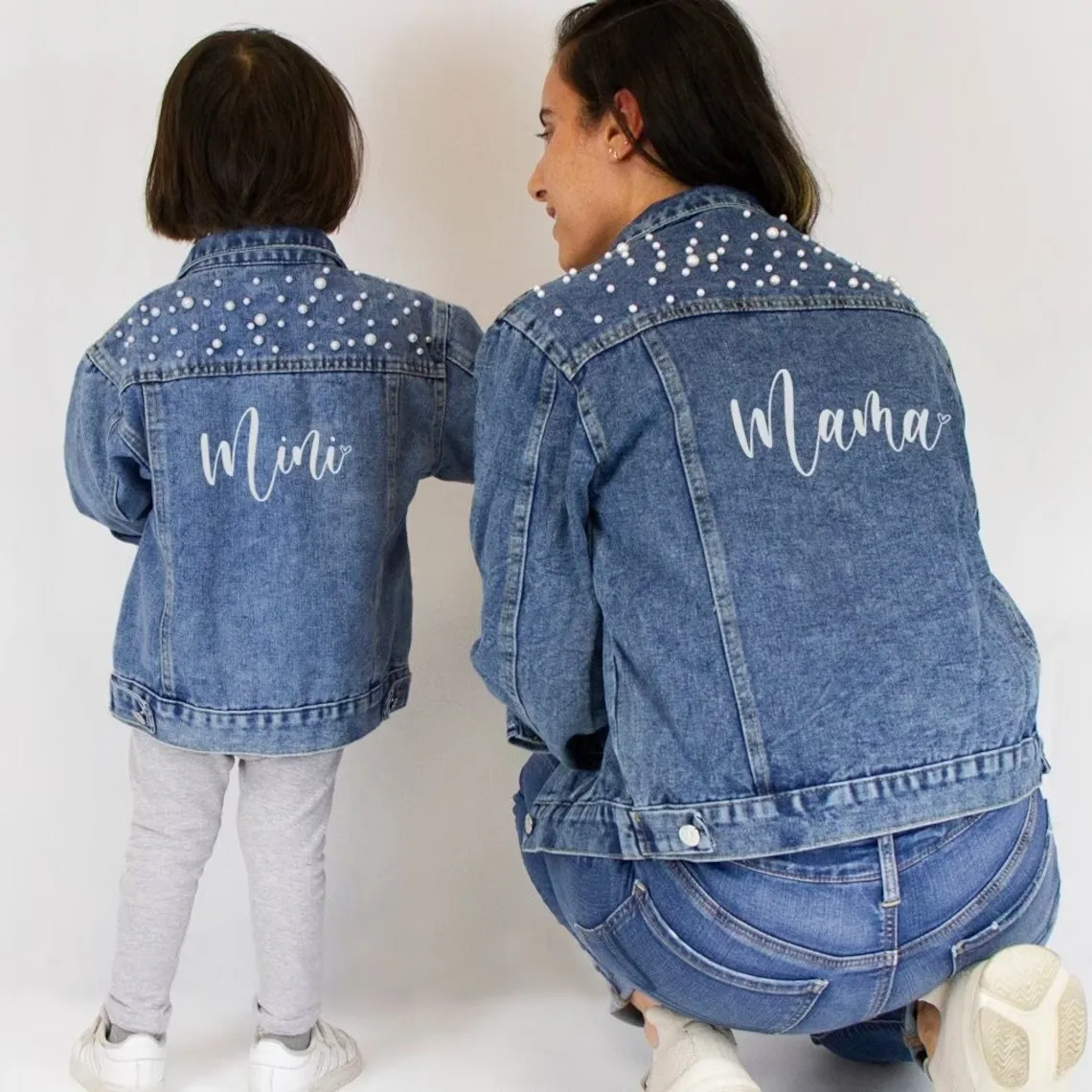 Custom Name Denim Jacket, Personalized Name Kid's Jean Jacket, Custom Jean Jacket for Kids Gifts, Personalized Blue Pearl Denim