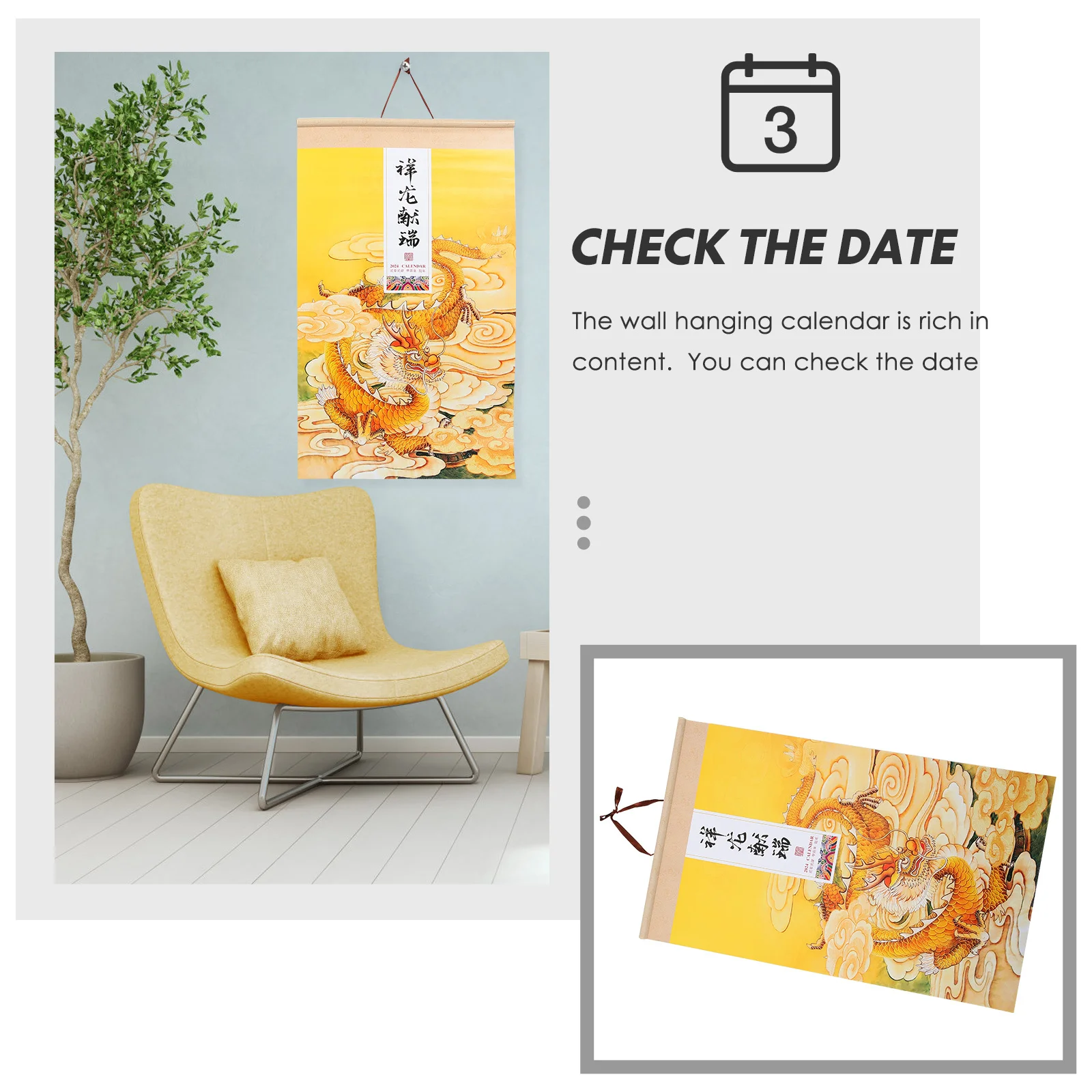 

Xuan Paper Hanging Calendar 2024 Chinese Dragon Year Traditional Lunar Calendar Scroll Wall Decor For Home Office Festival Gift