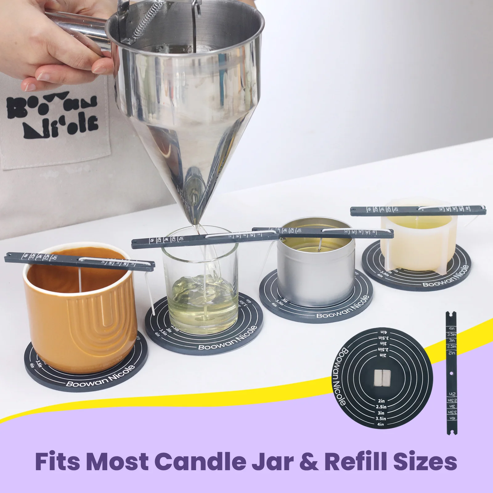 Nicole Quick Magnetic Candle Wick Centering Setter Tool With Wick Holder Easy Candle Wicks Centering Tools for Candle Making