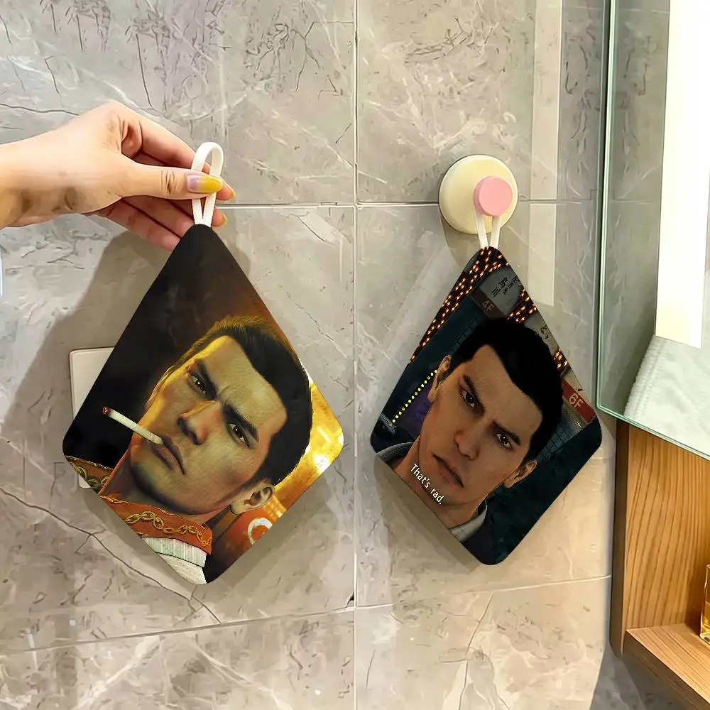 Yakuza Kiryu Polyester Cotton Hanging Kitchen Towel, Soft Hand Wiping Towel, Reusable for Kitchen Bathroom Home