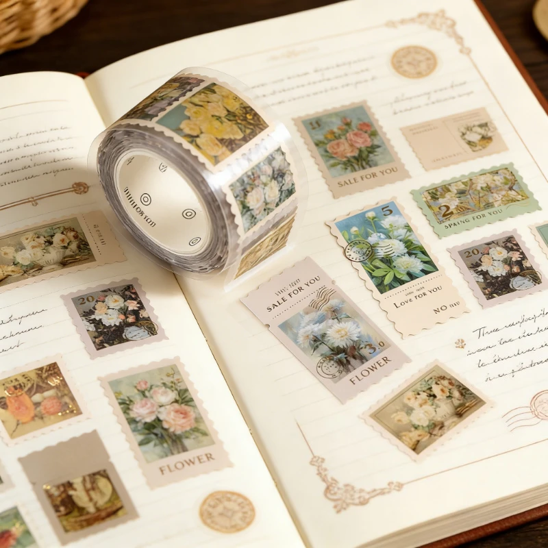 1 Rollo de Cinta Adhesiva para Estampado en Caliente, Diseño Floral Vintage, Material para Decoración, Collage y Manualidades
