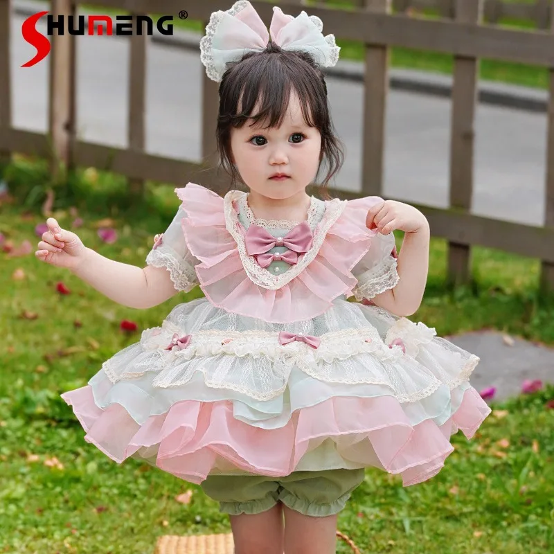 

Элитное платье в стиле Лолита для девочек: супермилый кружевной наряд-пачка для вечеринок, праздничное платье для малышей на день рождения