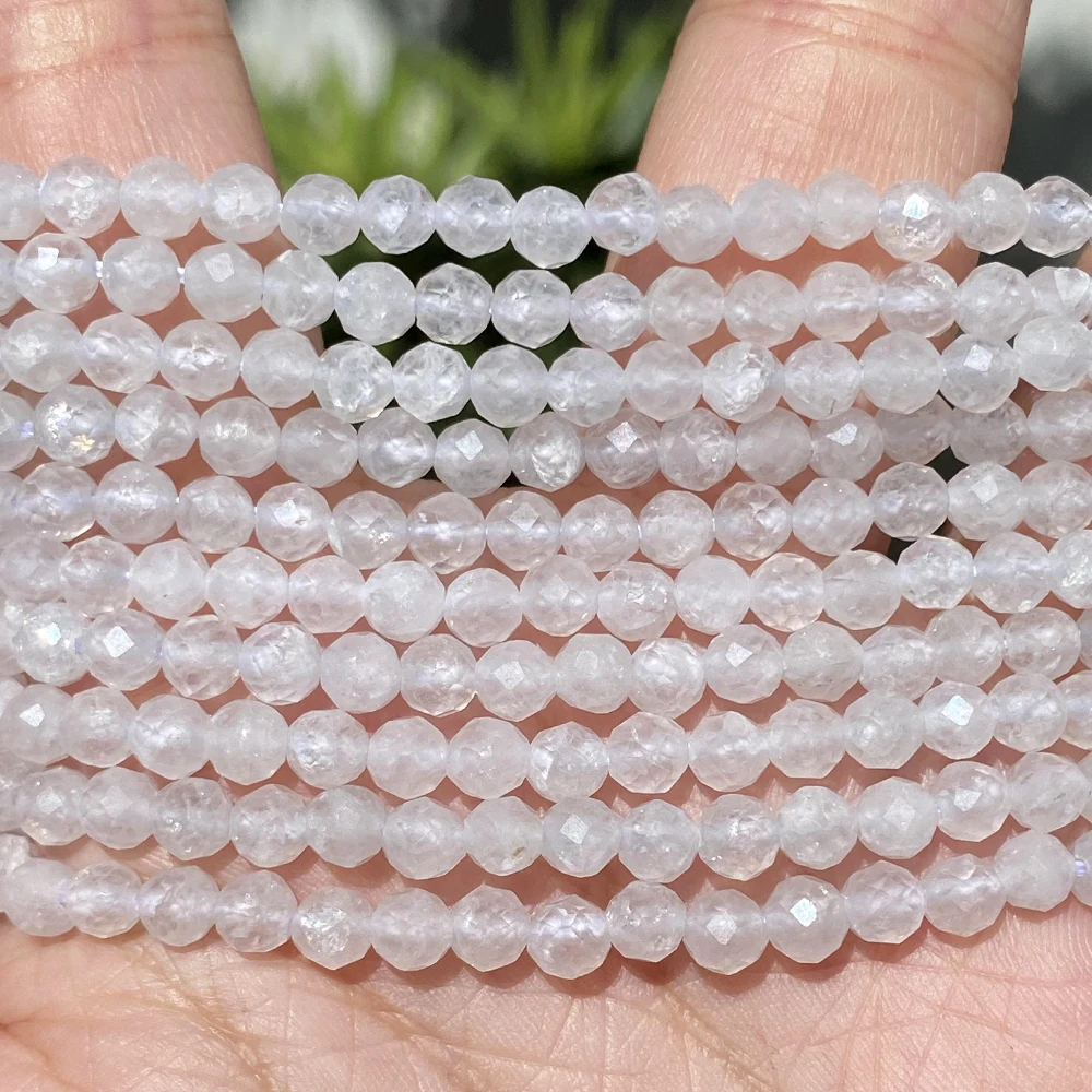 Natural Faceted White Clear Quartzs Round Loose Spacer Stone Beads For Jewelry Making Bracelet Handmade 2 3 4mm