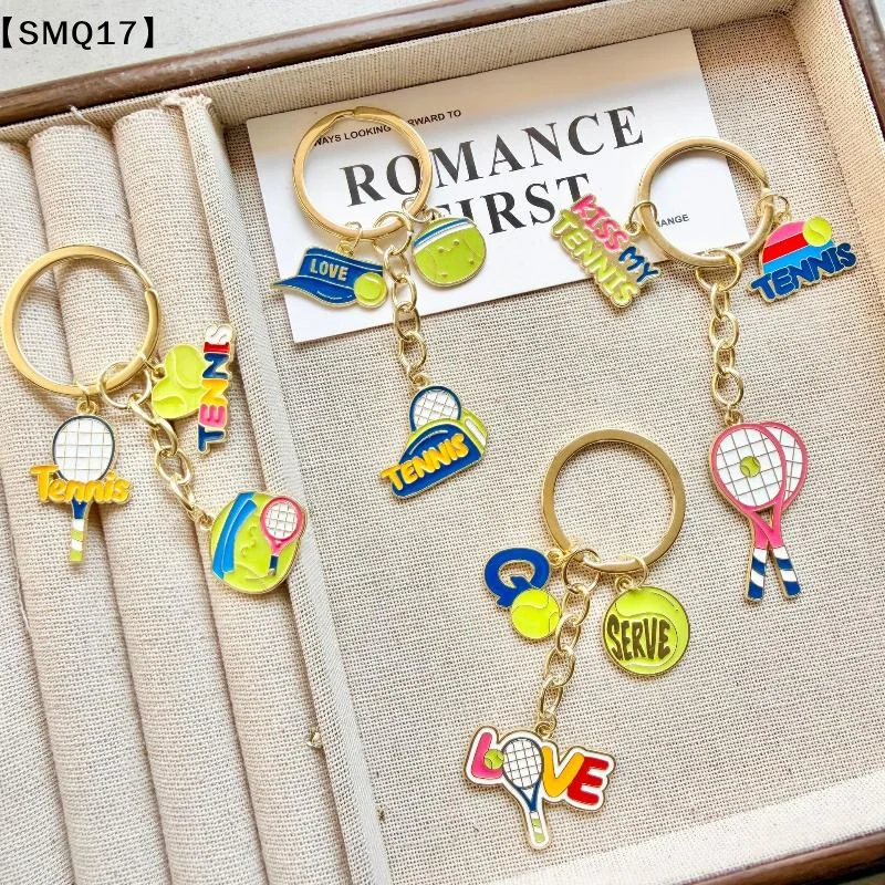 Mini Keychain Tennis Party Favors Tennis Ball Key Ring Tennis Bag Pendant Sports Keychain Boys Girls School Carnival Reward【SMQ】