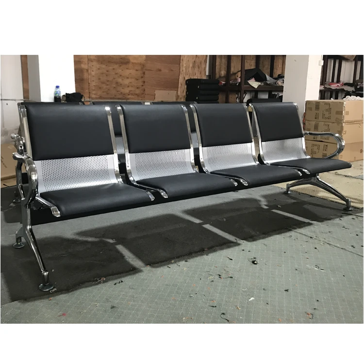 

Plating Metal Iron Public Area 4 Seater Waiting Chairs