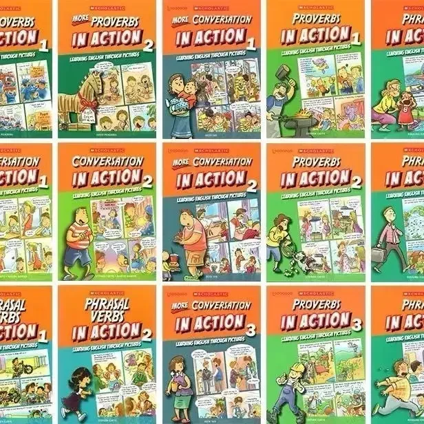 Books of42 English Story Books Scholastic in Action Words/Idioms Picture-in-picture Children's Reading Books DIFUYA libros