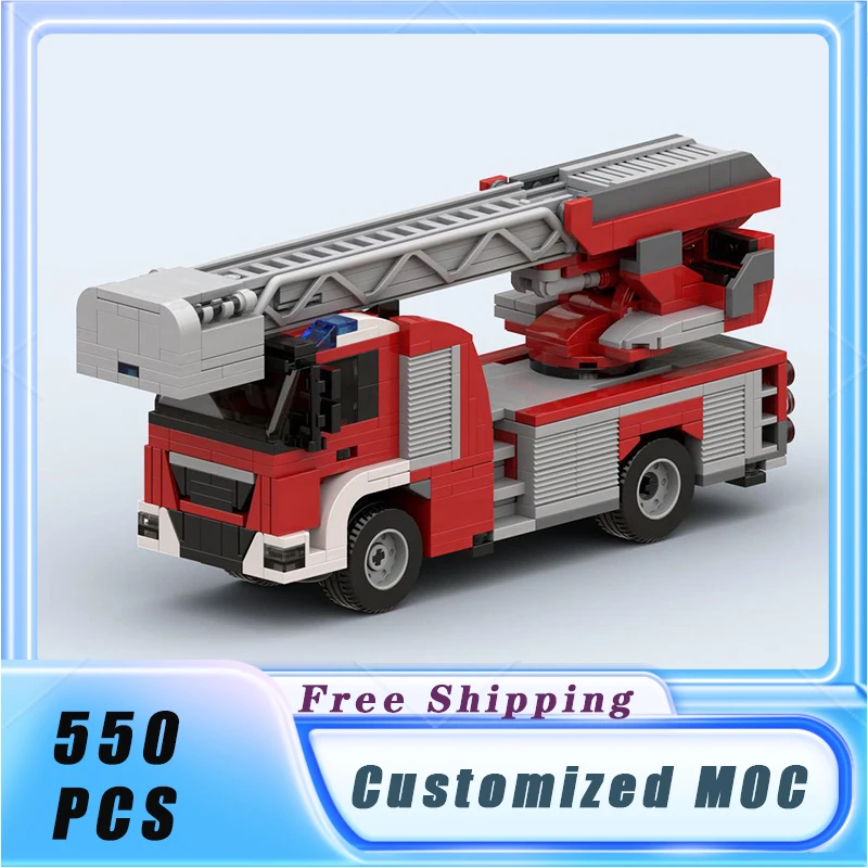 City Vehicle Multifunctional  Fire Ladder Truck MOC Building Blocks Model Bricks Sets Assemble Display Children's Toys Gifts