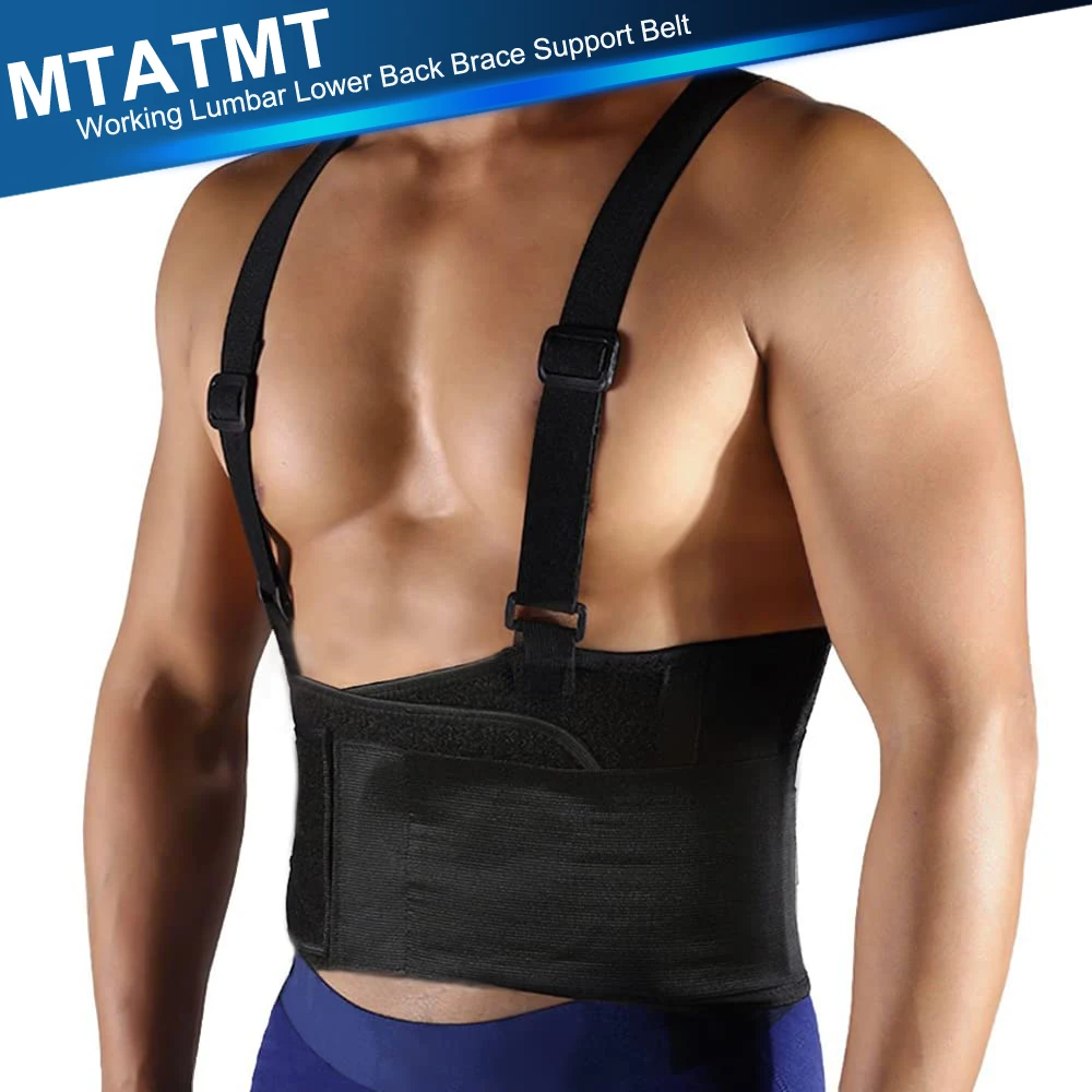 

Working Lumbar Lower Back Brace Support Belt with Adjustable Straps - Back Pain Relief, Heavy Lifting Support with Suspenders