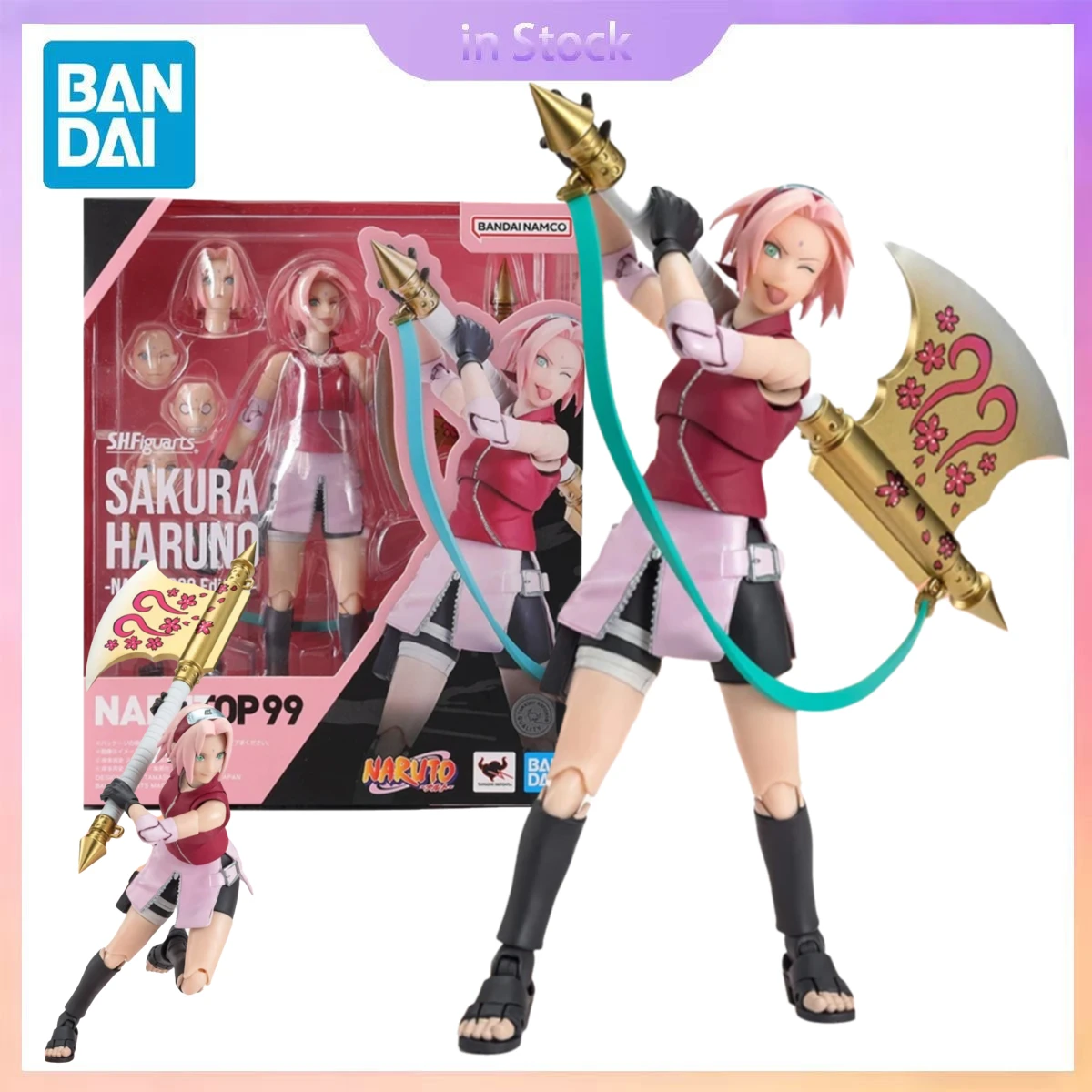 

Original Bandai Genuine In Stock SHF Sakura Haruno NarutoP99 Naruto Anime Collection Action Figure Model Kits Gift for Boy girl