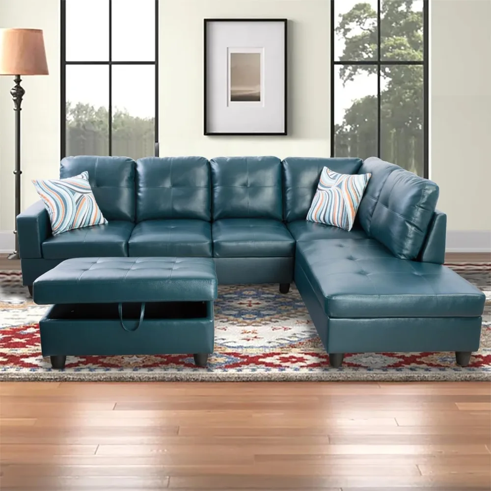 

Sectional Couch for Living Room Furniture Set,Sectional Sofa Set L Shape Sofa and Chaise with Storage Ottoman and 3 Pillows