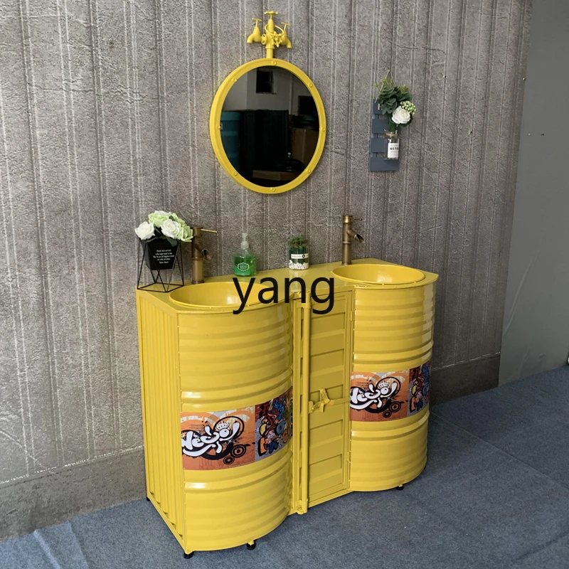 TGF industrial wind retro wash basin bar wash basin oil drum column basin cabinet