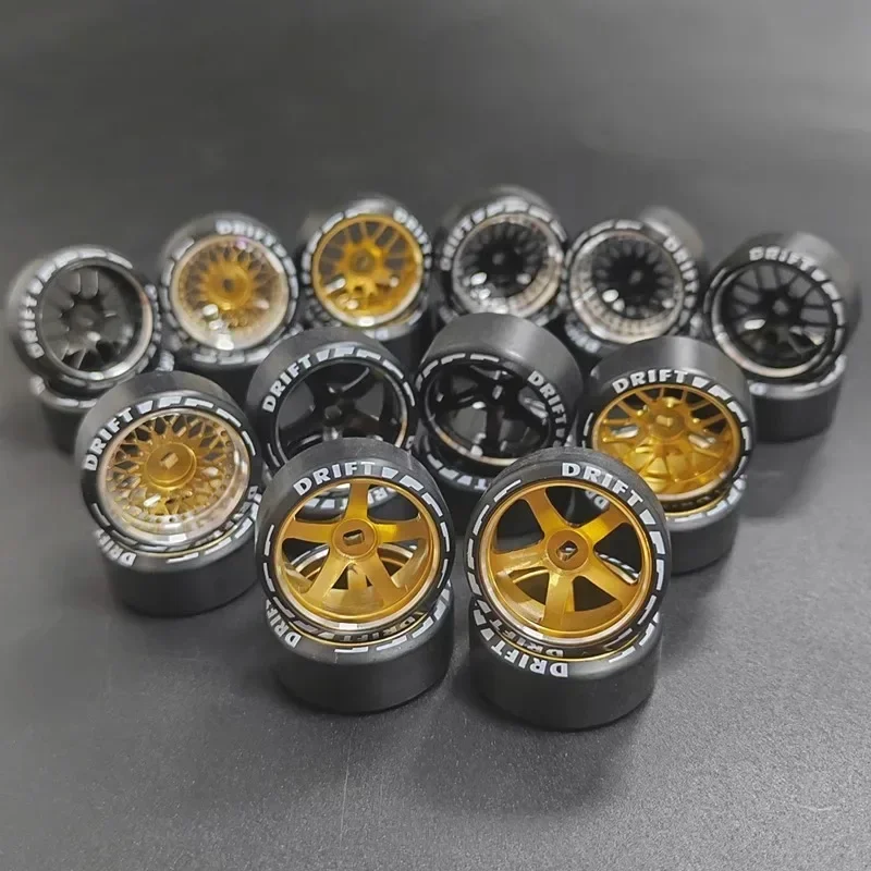

4pcs/set alloy rc wheel rim+ drift tire for 1/28P929 K989 MINI-Z rally model car upgraded part