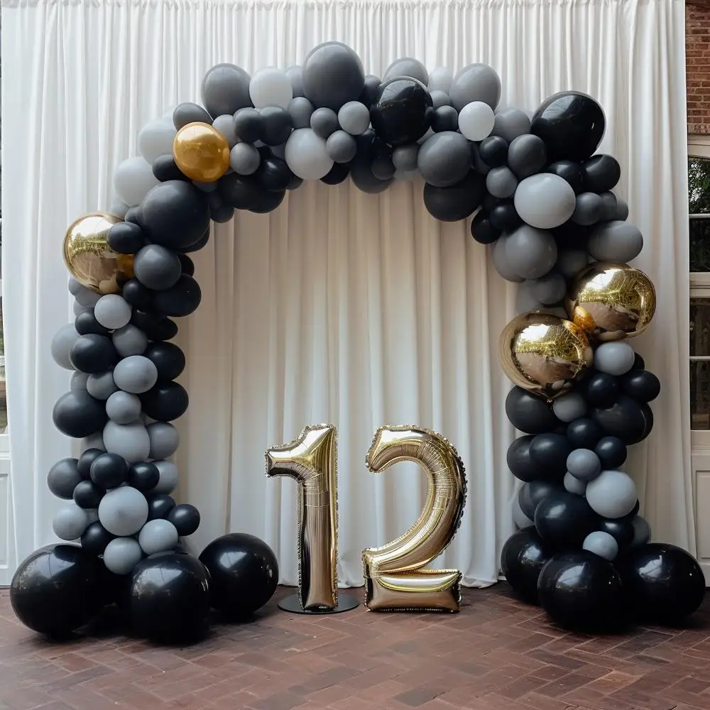 Juego de 75 Uds. De globos de látex para fiesta de cumpleaños, serpentinas, decoraciones para fiesta, globos de látex, columpios colgantes, decoraciones de serpentinas