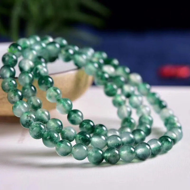 Natural Ice Species Aquatic Plants Jade Bracelet Agate Chalcedony Bracelet for Men and Women Jewelry Bracelet