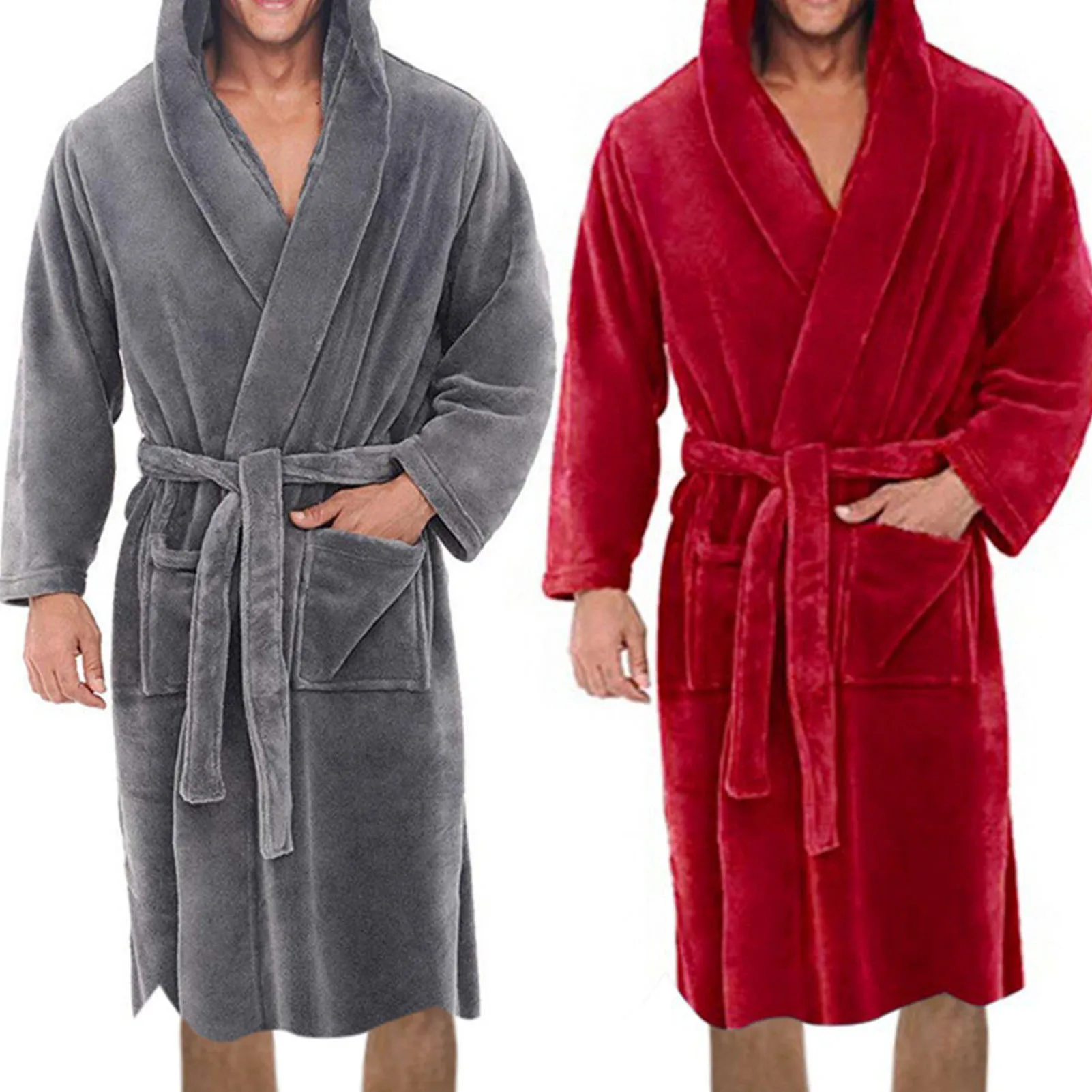 Mit kapuze Pyjamas Robe Winter Männer Nachtwäsche Flanell Gürtel Graceful Verdickt Warme Bademantel Männer Langarm Kimono männer Terry Robe