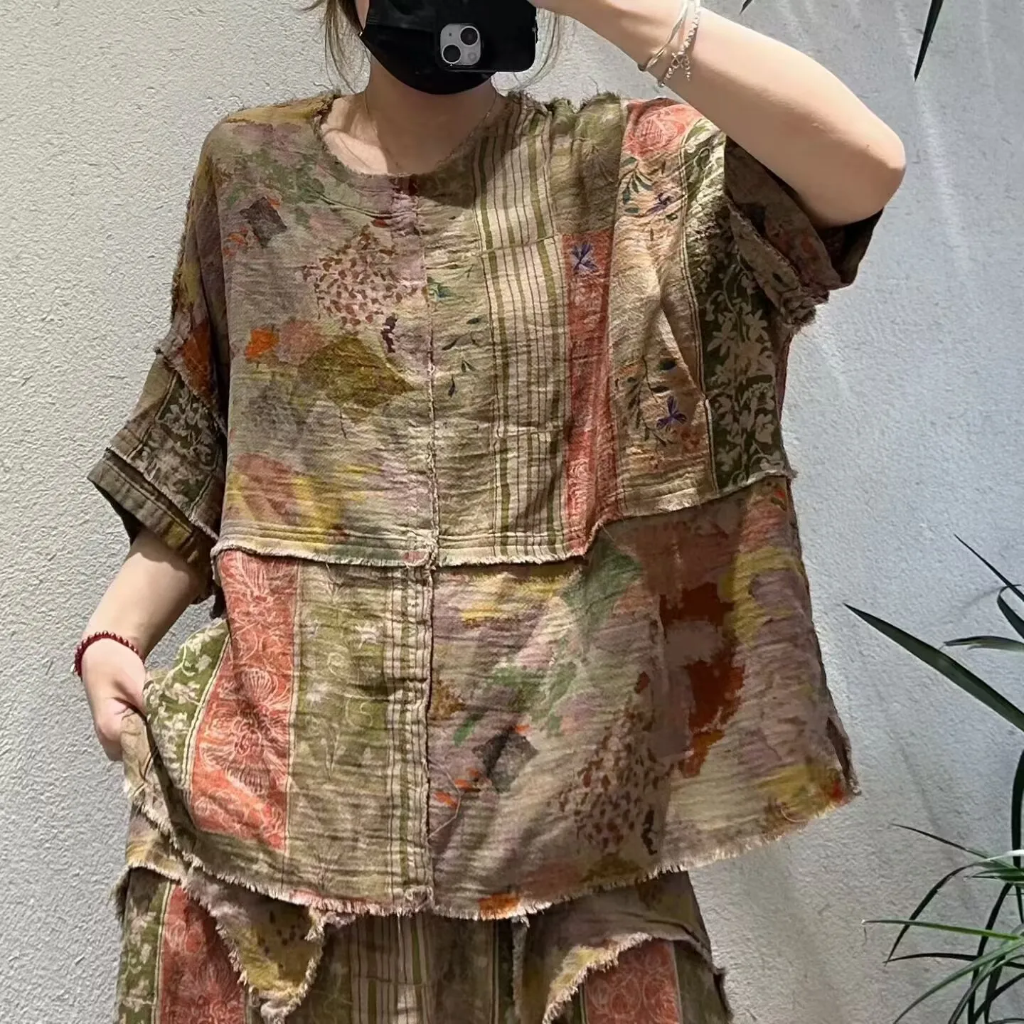 Careaymade-Summer Vintage Classic T-Shirts Ladies 2026 Fashion Loose Floral Tops Womens Korean Leisure Patchwork Luxury Clothes