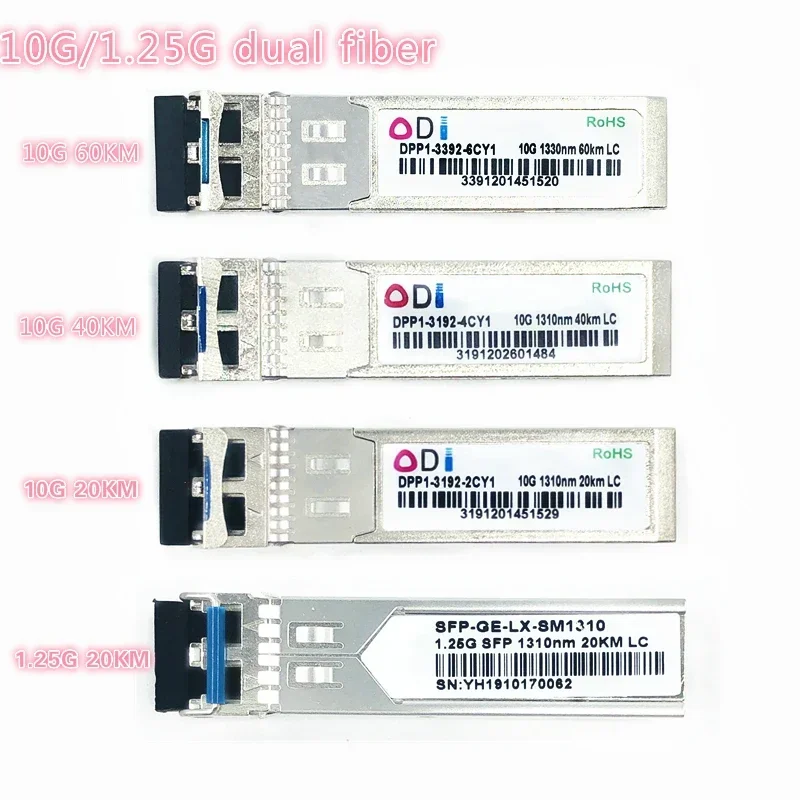 

SFP 1,25G/10G LC 20/40/60 км, совместимый с двойным волокном, промышленный трансивер SFP+, 1310 нм, промышленный класс -40-85 градусов Цельсия