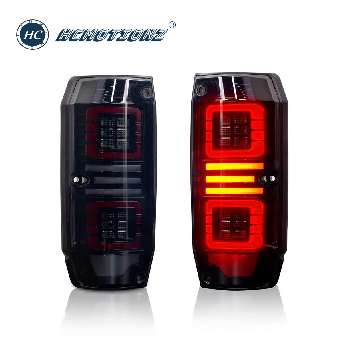 HCMOTIONZ Tail Lights for Toyota Land Cruiser FJ79 1984-2021 Full LED Car Rear Lamps Assembly Start UP Animation DRL