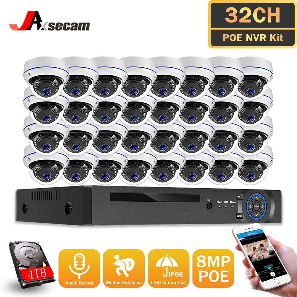 

32 Channel 4K NVR Kit 8MP POE CCTV Camera Security System Kit 32CH XMEYE APP POE IP Camera Video Surveillance System Set H.265