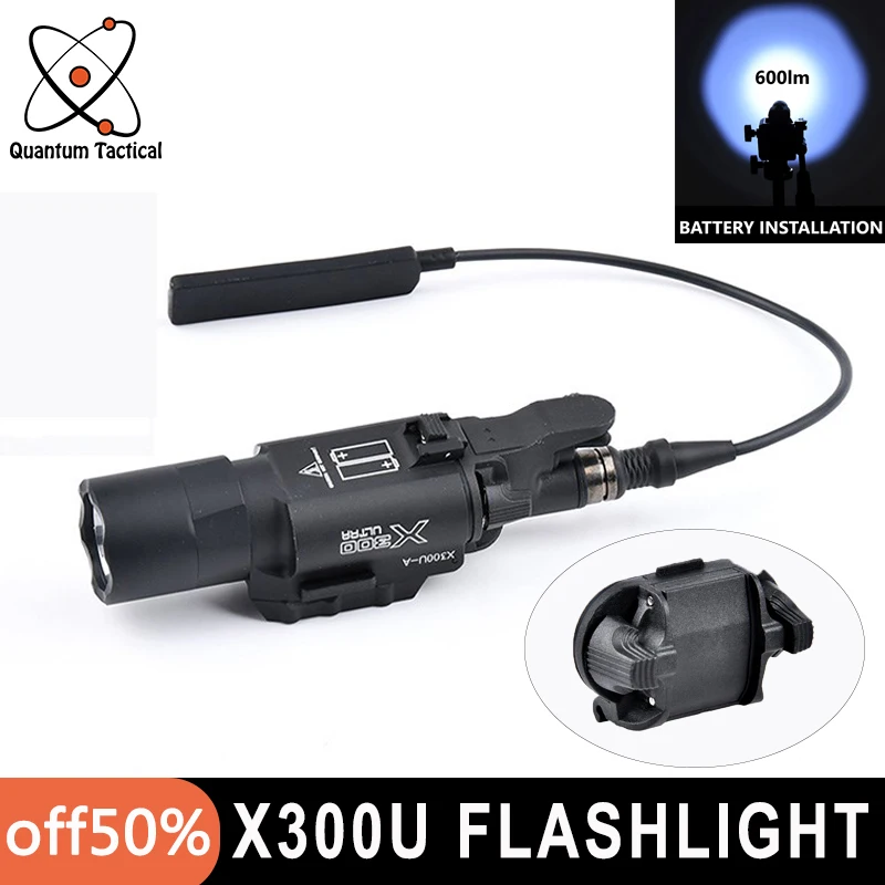 

Tactical Metal X300 Ultra Flashlight White LED Lights Airsoft Hunting Scout Light With Dual Function Pressure Switch Fit X400