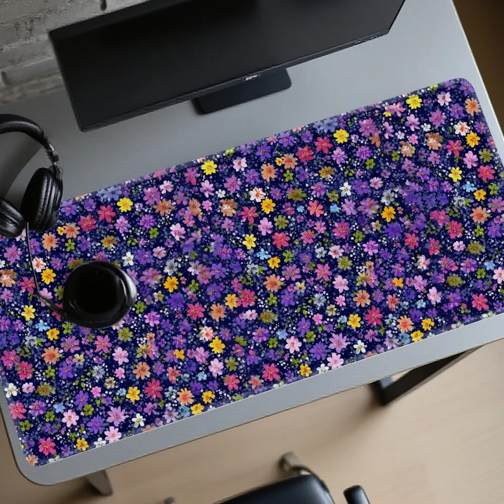 

Большой коврик для стола с цветочным узором, темный, эстетичный, резиновый, игровой коврик для мыши для офисного компьютера