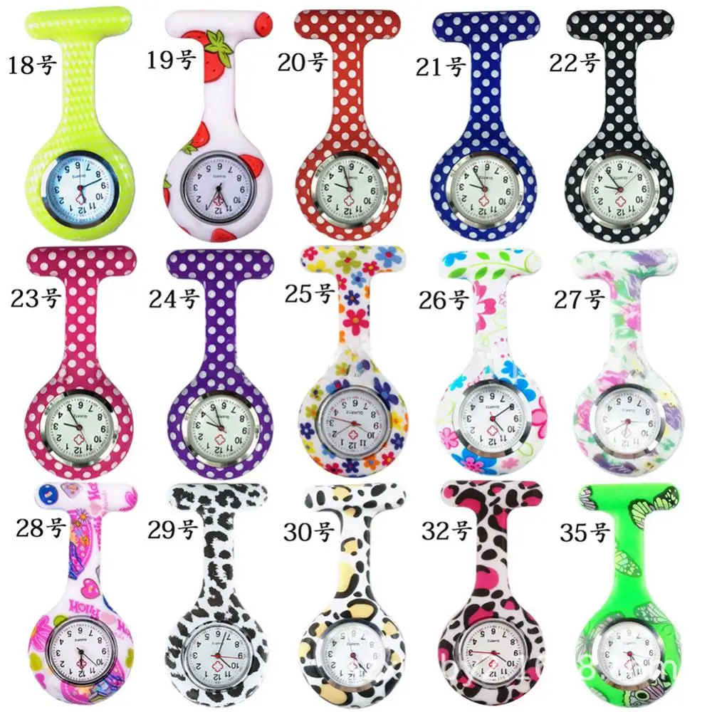 Mini Silicone Nurse Watch Clip On Fob Quartz Brooch Hanging Pocket Watch Fashion Patterned Doctor Medical Unisex Watches Clock