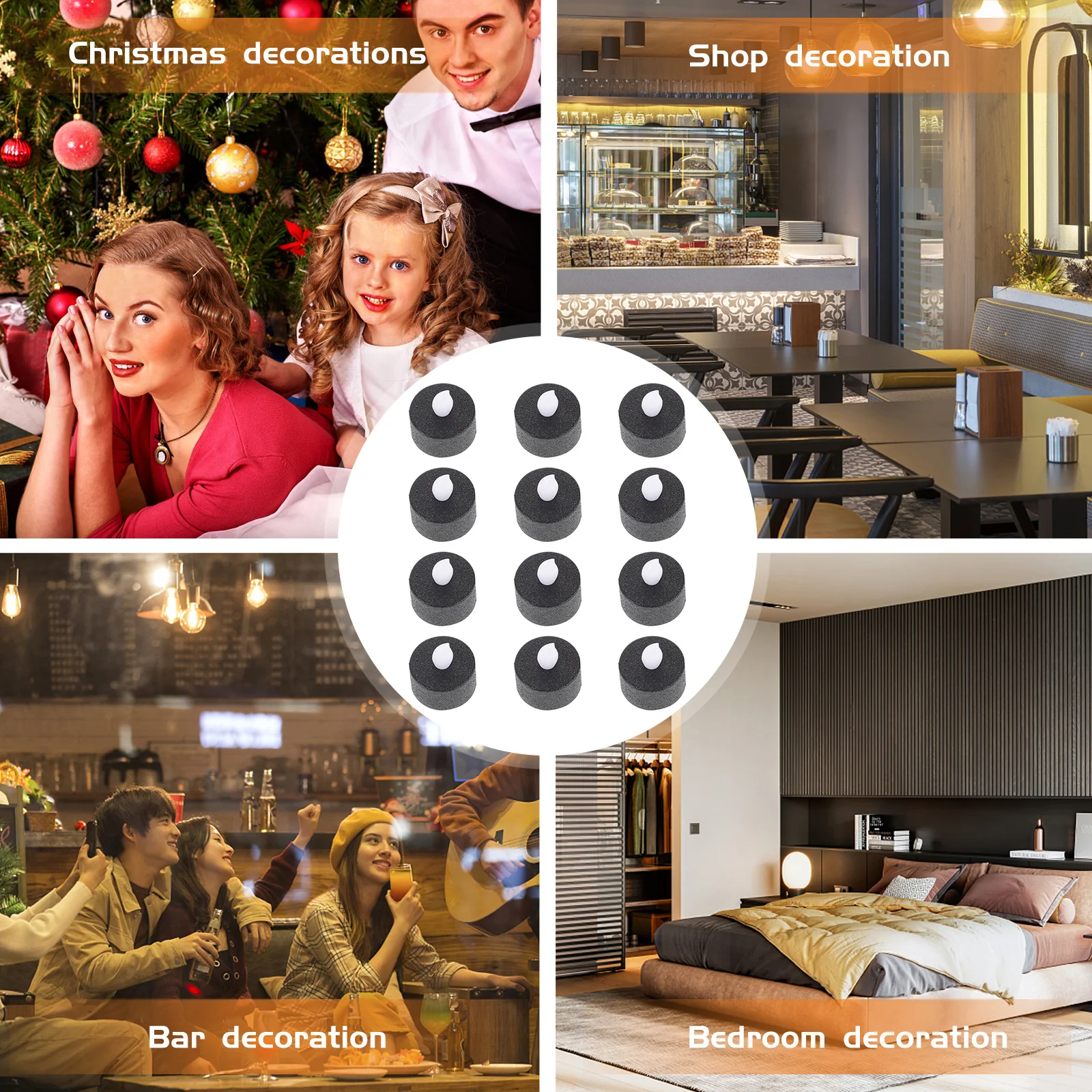 12 Stück LED-Leuchten, flammenlose Teelichtkerzen, dekorative elektrische Kerzen für Hochzeit, Party, Zuhause, Weihnachten