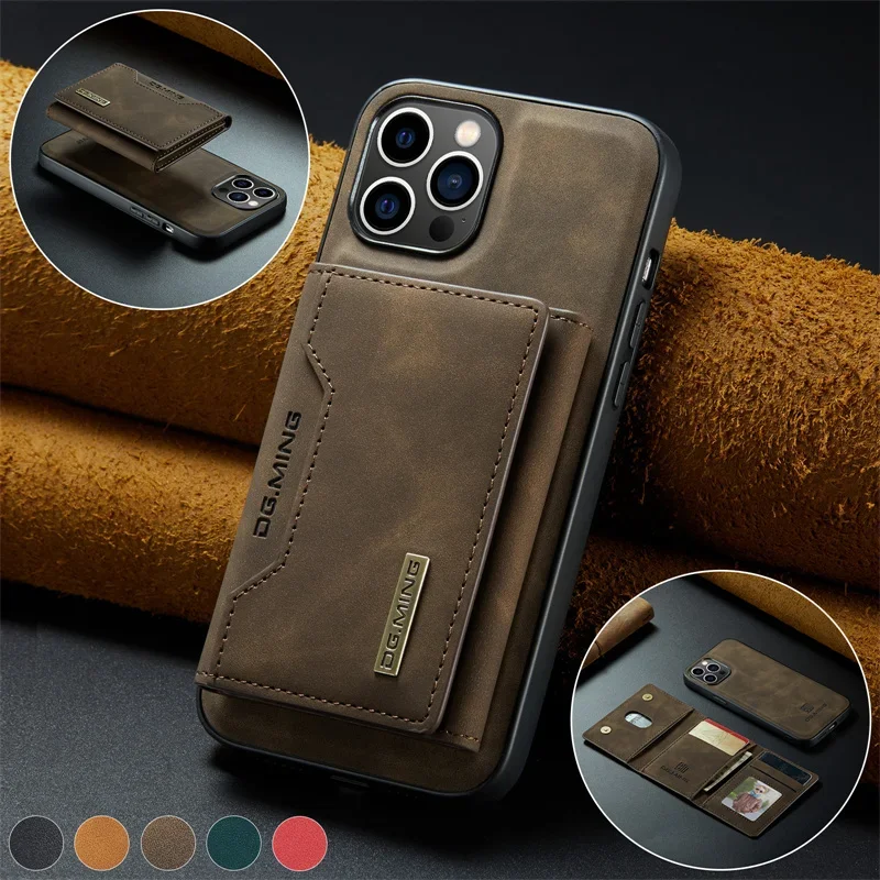 

Magnetic Leather Wallet Card Phone Case for iPhone 15 14 13 12 Mini 11 Pro X XR XS Max SE 2022 8 7 Plus Purse Flip Stand Cover