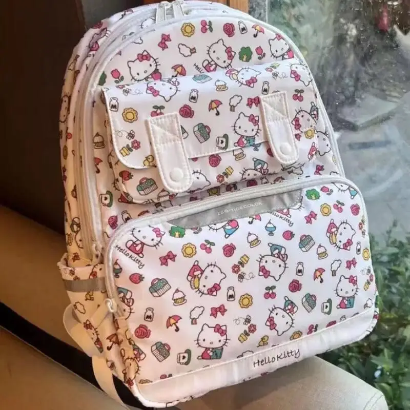 

Kawaii Hellokitty Cartoon Student Schoolbag Casual Daily Backpack Large Capacity Breathable Lightweight Printed Shoulder Bag
