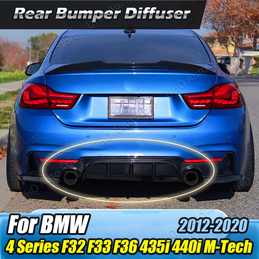 For BMW F32 F33 F36 M Tech 420i 428i 435i 440i 2012-2020 Splitters Rear Bumper Diffuser Lip Carbon Fiber Look Boot Spoiler Plate