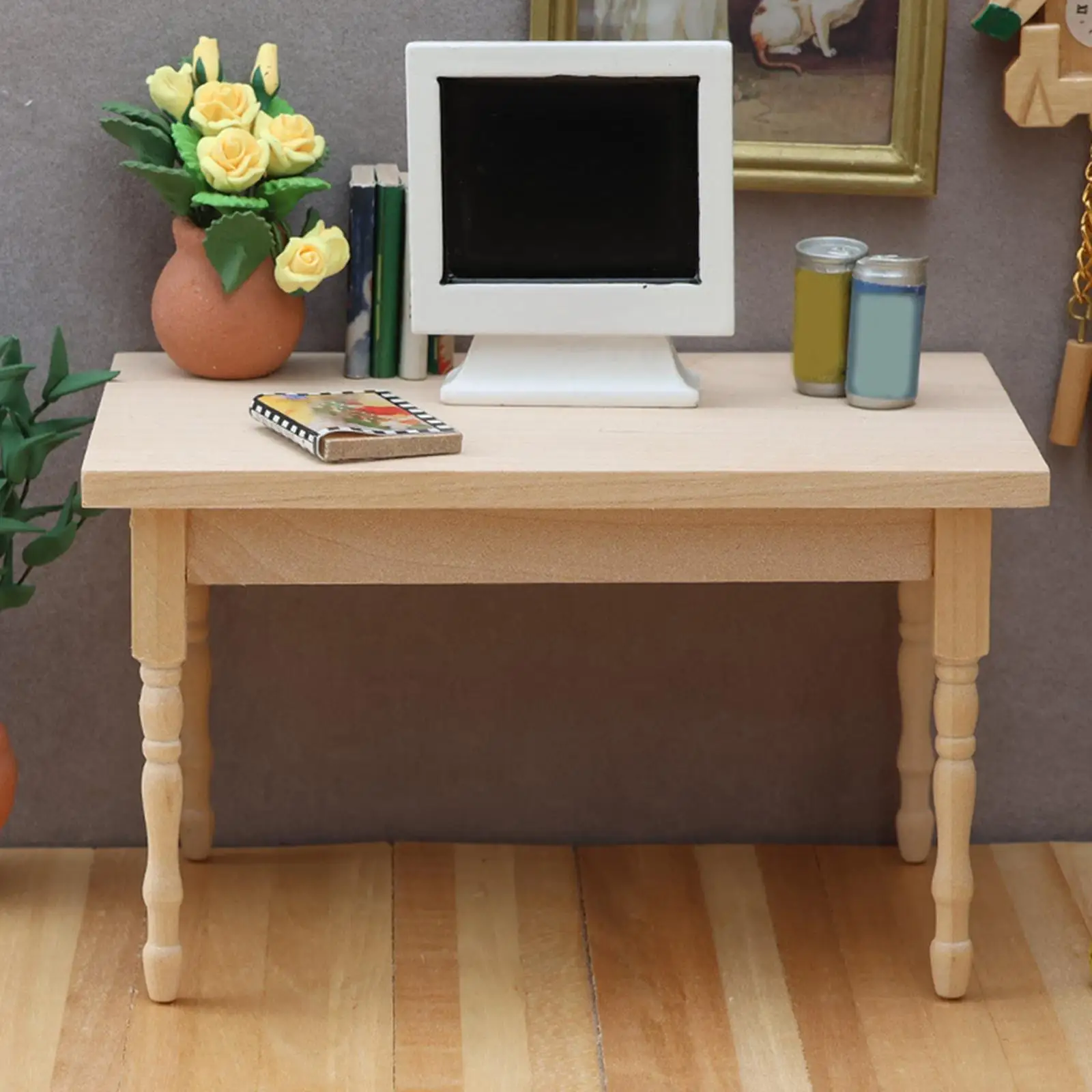 

Миниатюрный столик для кукольного домика 1/12, креативный реквизит, аксессуары, имитация дерева, для ролевых игр, мебель для кукольного домика