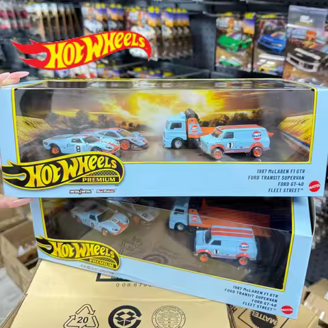 New Hot Wheels Le Mans Garage Gulf Oil Livery Series Gmh39 Mclaren F1 Ford Gt40 1:64 Vintage Racing Collection Car Model Toys